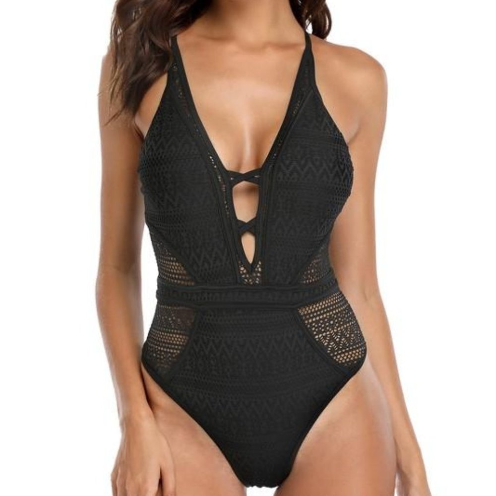 Backless Sexy One Piece Swimwear Mesh Monokini